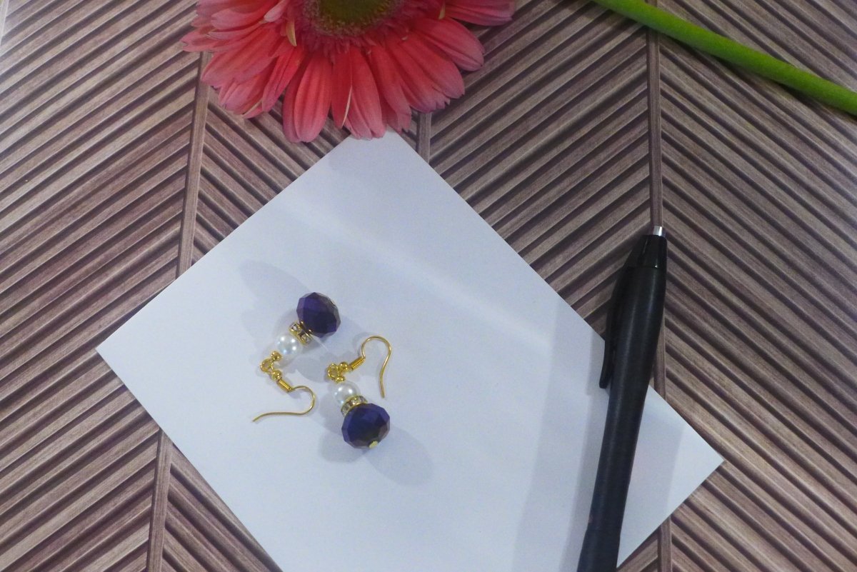 2 Bead Dangle Earrings (Pearl) Large - MoonShadow Creations