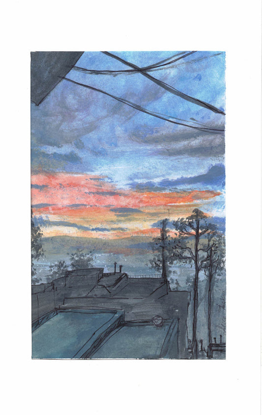 Crimson Sky For the Apple Of My Eye (Framed Original Work)