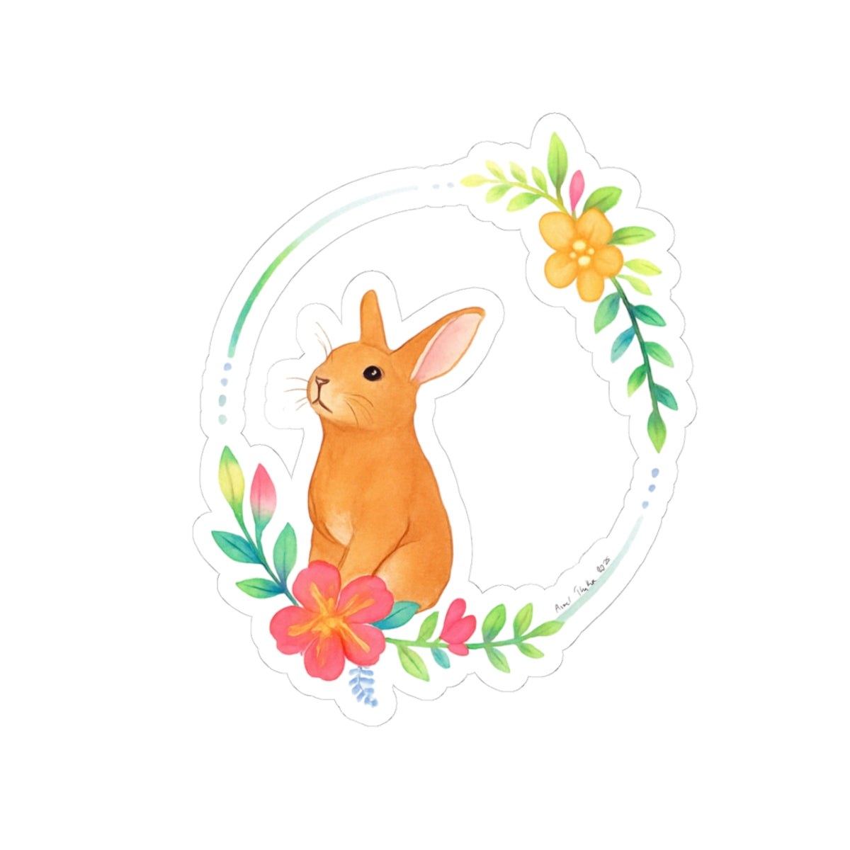 Cute Bunny Floral Kiss-Cut Stickers - Perfect for Spring Decor and Gifts