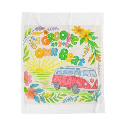 Groove to Your Own Beat Velveteen Plush Blanket – Cozy Floral Design for Relaxation and Travel