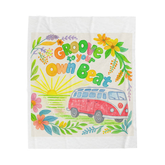 Groove to Your Own Beat Velveteen Plush Blanket – Cozy Floral Design for Relaxation and Travel
