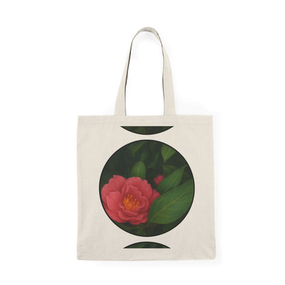 Floral Natural Tote Bag - Eco-Friendly Canvas Bag with Elegant Camellia Design