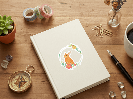 Cute Bunny Floral Kiss - Cut Stickers - Perfect for Spring Decor and Gifts - MoonShadow Creations