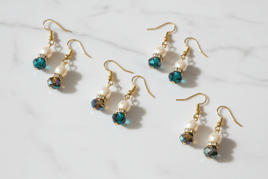 2 Bead Dangle Earrings (Pearl) Small - MoonShadow Creations