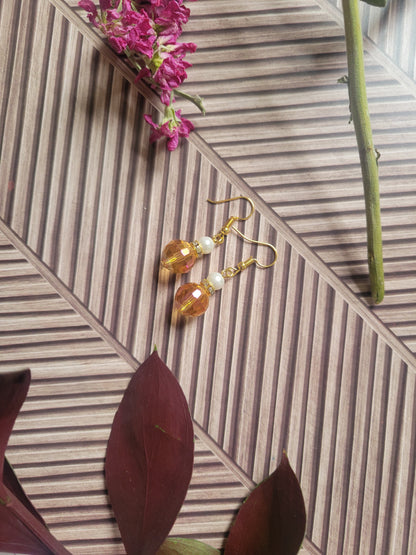 2 Bead Earrings With Small Pearl