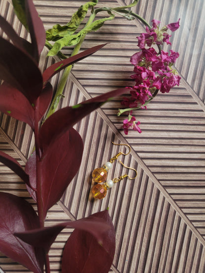 2 Bead Earrings With Small Pearl